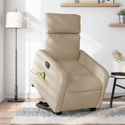 vidaXL - Sta-op-massagestoel - elektrisch - verstelbaar - stof - crèmekleurig