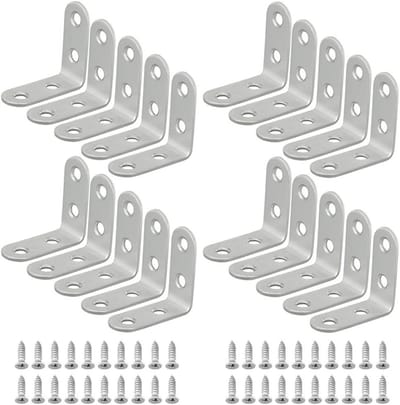 Hoekbeugels van RVS - 20 Stuks 90 Graden Hoekverbinder voor Meubels, Tafels en Stoelen met Schroeven - 40x40mm L-vormige Hoekverbinding
