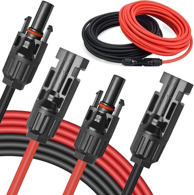 Solarkabel 6 mm²/4 mm² voor zonnepanelen - Zonne-energie verlengkabel met zonnestekker en adapter