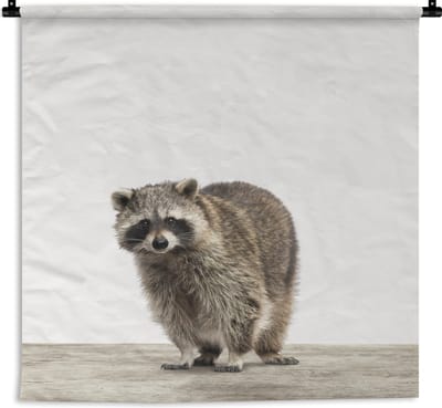 Wandkleed Animalprintshop - Wasbeer dierenprint kinderkamer Wandkleed katoen 150x150 cm - Wandtapijt met foto