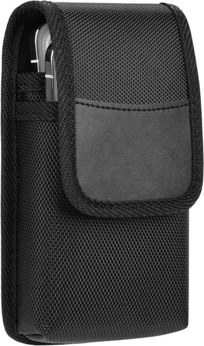 Nylon telefoonhoesje voor heren met dubbele vakken – gsm riemtasje, mobiele telefoon houder aan riem, duurzame outdoor telefoonhoes