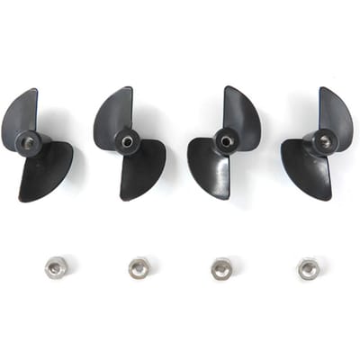 4 stuks linker-/rechterpropeller en moerset compatibel met Flytec V002 V005 gestimuleerd krokodillenkop-spoofspeelgoed zwart