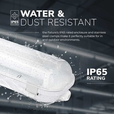 HOFTRONIC - LED TL armatuur 150cm - IP65 Waterdicht - Dubbel - Incl. 2x24 Watt LED TL Buizen (110lm/W) - 6000K Daglicht wit 860 - Flikkervrij - 30.000 branduren - 3 jaar garantie - RVS Clips