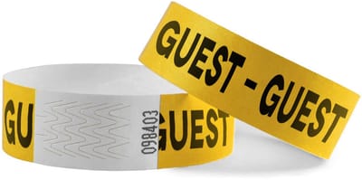 CombiCraft Tyrex Polsbandjes geel 'Guest' met sterke plakstrook - 100 Stuks