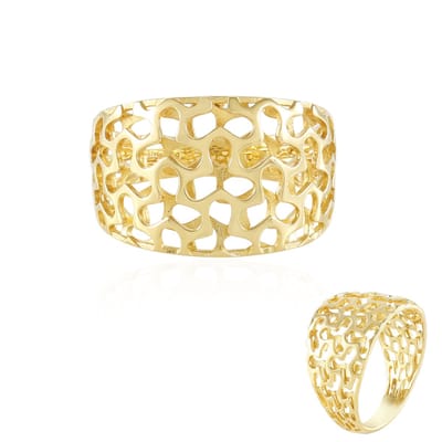 Cavill - Zilveren ring dames 925 Sterling zilver verguld - brede moderne opengewerkte ring met filigrain luxe stijl - Ring 20x20 mm