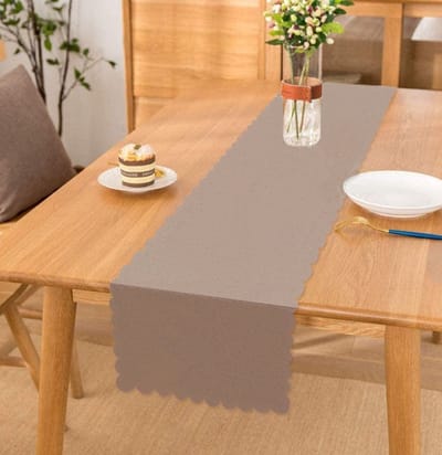 Bedrukt Velvet textiel tafelloper 45x260cm - Nerts kleur - Effen - Tafelkleed - Tafellaken