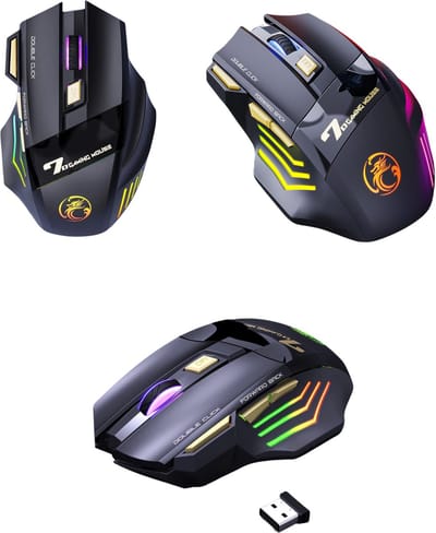 Elementkey HyperClaw V2 Bluetooth + 2,4 GHZ Draadloze Gaming Muis - Dubbele Verbind Modus - tot 3200 DPI – Stil Knoppen + Fire knop - RGB-verlichting - Ergonomisch ontwerp – Zwart