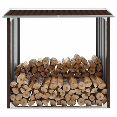 vidaXL - Haardhoutschuur - 172x91x154 - cm - gegalvaniseerd - staal - bruin