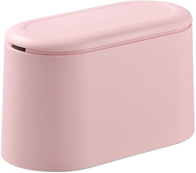 Prullenbak - Aanrecht Afvalbakje - Mini Prullenbak - Kleine Afvalbak Met Deksel - Compact Design / Ruimtebesparend - 1 Stuk - Voor Bureau Of Badkamer - Roze