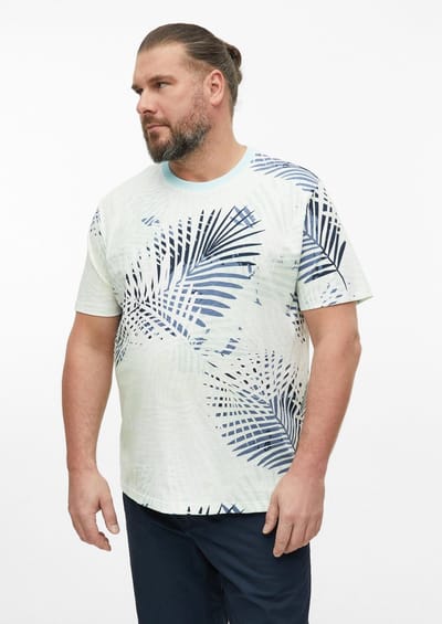 Textured T-shirt van gemeleerd garen met all-over print s.Oliver