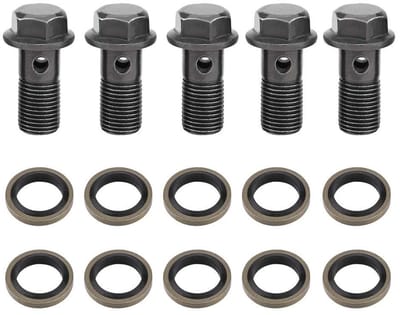 Holle Schroeven M10 x 1 mm voor Remsystemen - 5 Stuks Remschroeven en Ringen voor Motoren en Remklauwen