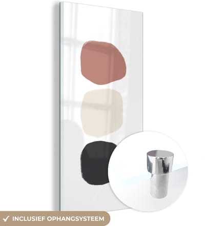 MuchoWow® Glasschilderij 60x120 cm - Schilderij acrylglas - Minimalisme - Pastel - Design - Foto op glas - Schilderijen