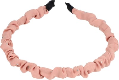 Haarsoires Haarband Diadeem 1cm – Glitter Steentjes – Gerimpelde Stof – Roze - Glanzende Haaraccessoire voor Feest of Bruiloft - Comfortabel voor Dames & Meisjes - Universele Maat