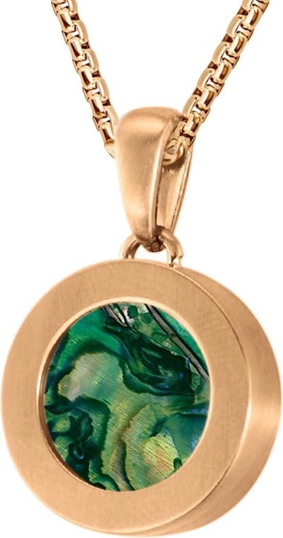 Quiges 12mm Mini Munt Hanger Rosékleurig RVS Mat met Schelp Parelmoer Groen Munt en Box Ketting Ankerketting 42-46cm