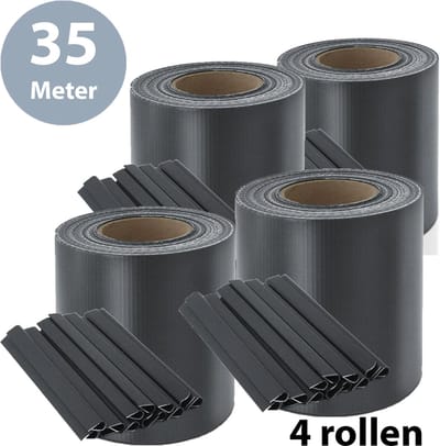 ForDig Vlechtband Antraciet (4 Rollen) - 35x0,19 Meter - Privacyband Tuinscherm - Privacystrips Voor Tuinafsluiting - PVC