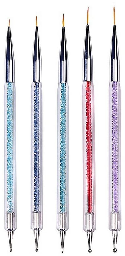 Dailygoods- Nail Art Borstel Set - 5 Stuks - Dubbel Eindige Borstels - Nail Dotting Gereedschap - Diverse Kleuren - Hoogwaardige Legering - Nailartpens