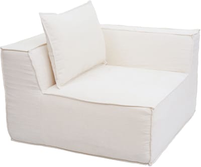 Hoekstuk/accessoire voor bank MCW-O54, loungestoel Gestoffeerde stoel Armleuning, stof/textiel (300 g/m²) 63 x 97 x 97 cm ~ crème