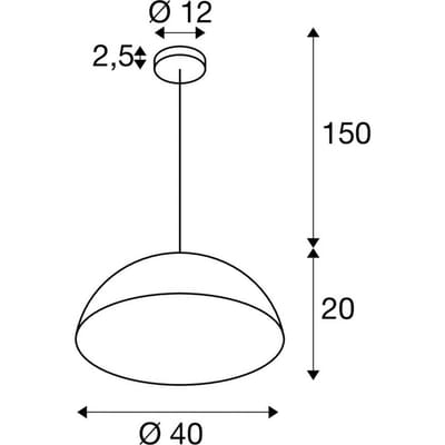 SLV hanglamp Forchini M, 40 cm, zwart/goudkleurig, metaal