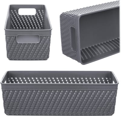 Lioni rechthoekige mand 24,5 x 10 x 7 cm donkergrijs