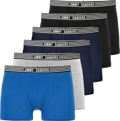 Jimmy Sanders Boxer - Boxershort Multipack 6 Pack - Onderbroek Mannen - Ondergoed - 95% Katoen Heren Zwart-Navy-Grijs-Sax - S
