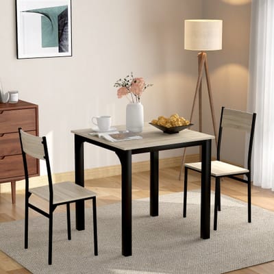 Zitgroep, eetkamergroep, eettafel met 2 stoelen, voor balkon & eetkamer & woonkamer,natuurlijke kleur