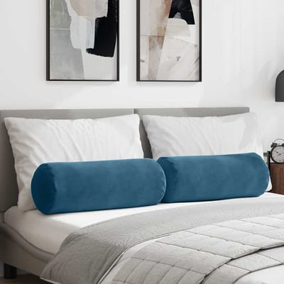 vidaXL Bolster Kussens 2 stuks Blauw Ø 25 x 70 cm Cordstof