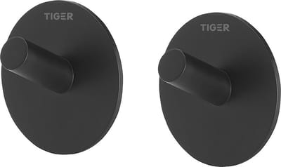 Tiger Rondo - Handdoekhaak - Zonder boren - Handdoekhaakjes - 3M tape - Mat zwart (2 stuks)