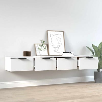 vidaXL - Wandkasten - 2 - st - 68x30x20 - cm - bewerkt - hout - wit