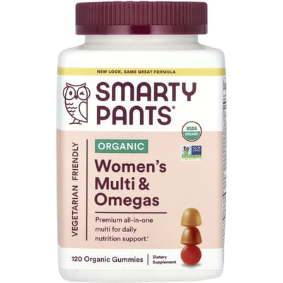 SmartyPants, Organics, complet pour femmes, saveur framboise, saveur citron-lime, saveur raisin, 120 gummies végétales