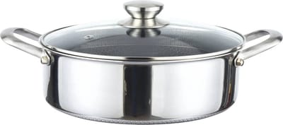 Cheffinger Lage Braadpan met Deksel - 24cm - RVS - Honingraat - Inductie