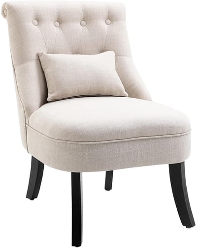 Sweiko Eetkamerstoel - Woonkamerstoelen - Lendekussen - Houten poten - Linnen - Beige