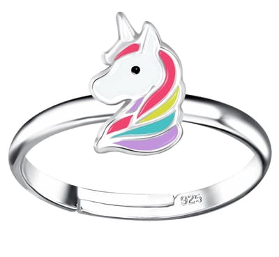 Joy|S - Zilveren eenhoorn ring - verstelbaar - unicorn paard - voor kinderen