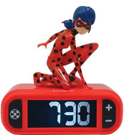 Lexibook - Miraculous digitale wekker met nachtlampje Snooze, klok, lichtgevende Ladybug, Rood - RL800MI