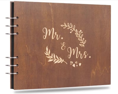 WNHB® Houten Gastenboek Bruiloft – 80 Zwarte Pagina’s – Fotoalbum voor Herinneringen – Perfect voor Huwelijk Jubileum Verjaardag