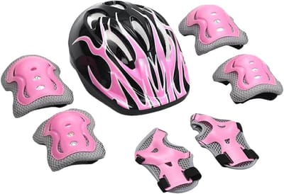 Beschermingsset Kinderen - Helm en Kappen - Buiten Sporten - Geoptimaliseerd Ventilatiesysteem - 5-10 Jaar - Roze