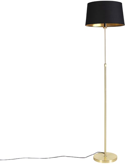 QAZQA parte fl - Klassieke Vloerlamp | Staande Lamp met kap - 1 lichts - H 1720 mm - Zwart Goud - Woonkamer | Slaapkamer | Keuken