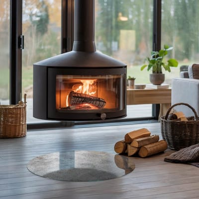 Coloray Vloerplaat Houtkachel - Vloerplaat Openhaard - 60 cm x 60 cm - Houtkachel Accessoires - Grijs Vloerplaat Kachel - Onderplaat - Plaat voor Onder Houtkachel - Open Haard Accessoires - Onderplaat Voor Houtkachel