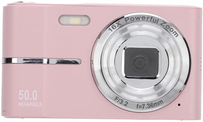 carmdering - Digitale camera - Videocamera - Fotocamera - Compacte kleine camera - 50MP, FHD 1080P, 16x zoom, AF - 2,4 inch scherm, Type-C - Ondersteunt 32GB SD - Roze - Perfect voor beginners