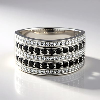 Cavill - Zilveren ring met zwarte spinel en zirkonia - 925 sterling zilver - 1,25 ct totaal - Ronde briljant zetting - Luxe avondring voor dames