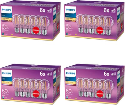 Philips Voordeelverpakking - E27 - LED Standaard lamp - Helder - 60W - Niet Dimbaar - Warmwit Licht - Set van 24 Stuks