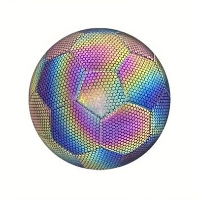 Regenboog reflecterende voetbal heren dames PU trainingsbal met holografisch patroon geschikt voor binnen en buiten spelletjes en voetbaltraining