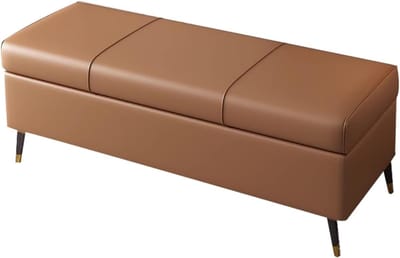 Opbergbank Bruin - Ottomaanse Stoffen Zitbank - Extra Zitplaats Creëren - Nanotechnologie Afwerking - 140 cm Lengte - Bruin