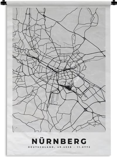 Wandkleed - Wanddoek - Mainz - Kaart - Stadskaart - Plattegrond - Duitsland - 120x180 cm - Wandtapijt