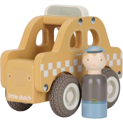 Little Dutch houten taxi speelgoed auto voor kinderen.
