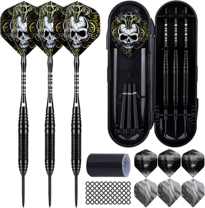 Professionele Dartpijlen Set met Metalen Punt - 3 Stuks 22 Gram, Aluminium Schachten, Rubber Ringen en Slijper