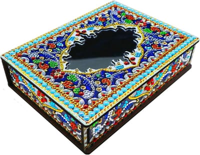 Sieradendoos Hout - Opbergkoffer Accessoires - Sieraden Nizen - Waterdicht Mandala Design - 20 x 15 x 4.5 cm - Multicolor