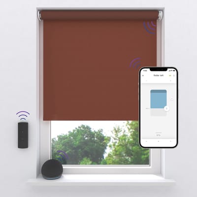DTCH® Elektrisch Rolgordijn Verduisterend - Easy Velvet - dim-out - Terracotta - 140 x 190 cm - Motionblinds CMD-02-P