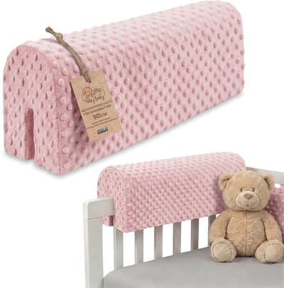 Bedrandbescherming voor kinderbedden 90 cm - bescherming voor bedframe babybed valbescherming voor boxspringbed bedrail met hoesrandbescherming kinderbabybedje Oeko-Tex Roze