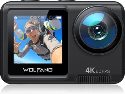 WOLFANG GA420 Action Camera 4K - 60FPS 24MP met Touchscreen WiFi Onderwatercamera -10M Kale Waterdichte/40M Waterdichte Helmfietscamera met EIS - Afstandsbediening - 2x1350mAh Batterijen