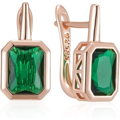 Glanzende Groene Natuurlijke Zirconia Druppeloorbellen Voor Vrouwen Mode Roségoud Kleur Hoge Kwaliteit Dagelijkse Fijne Vintage Sieraden beige